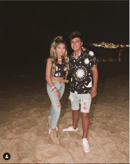Khia Lopez with her boyfriend Cristian Sanchez at the beach during night time